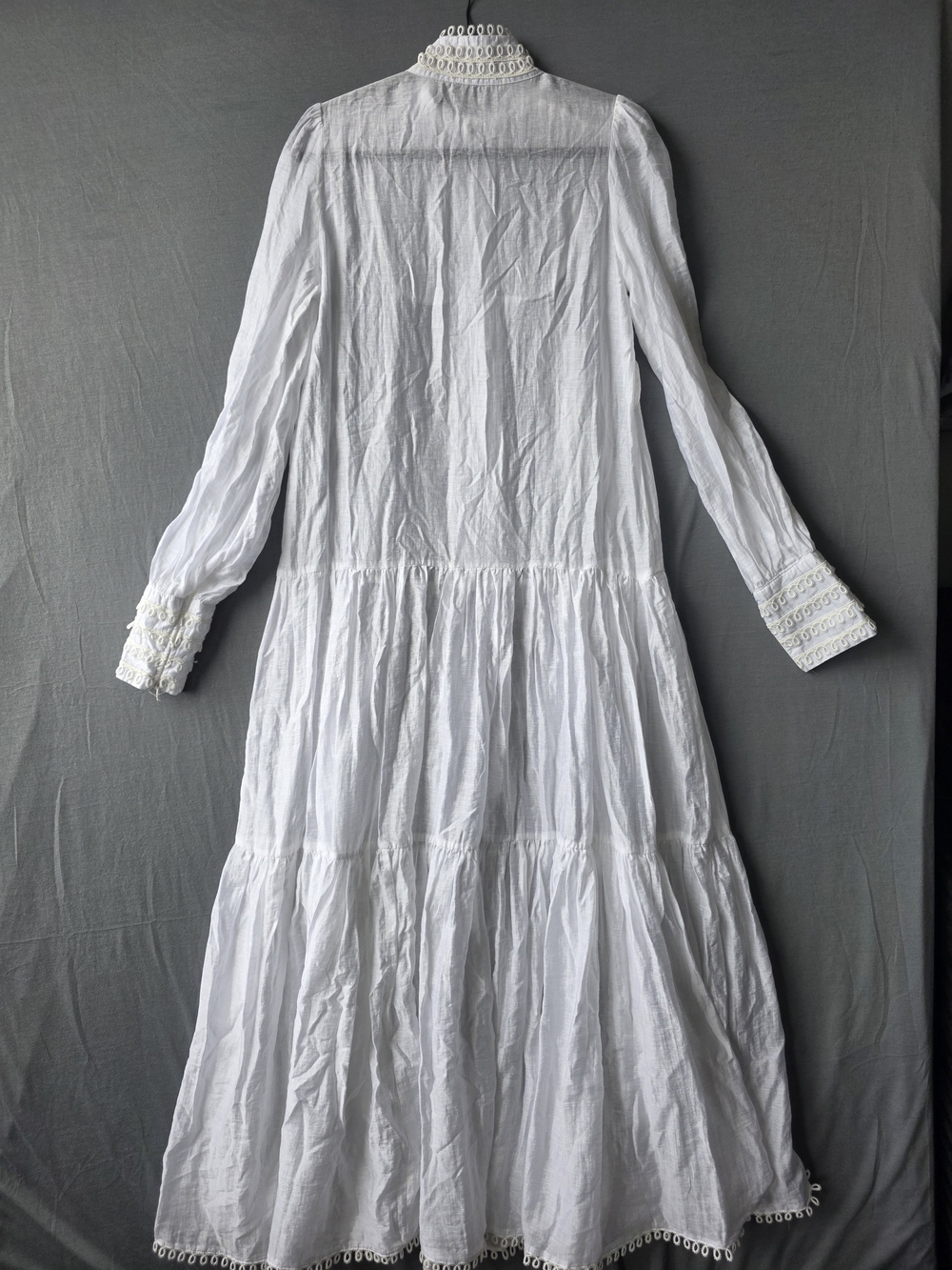 Ina White Victorian-Inspired Maxi Dress with Lace Trim - Picture 2 of 7